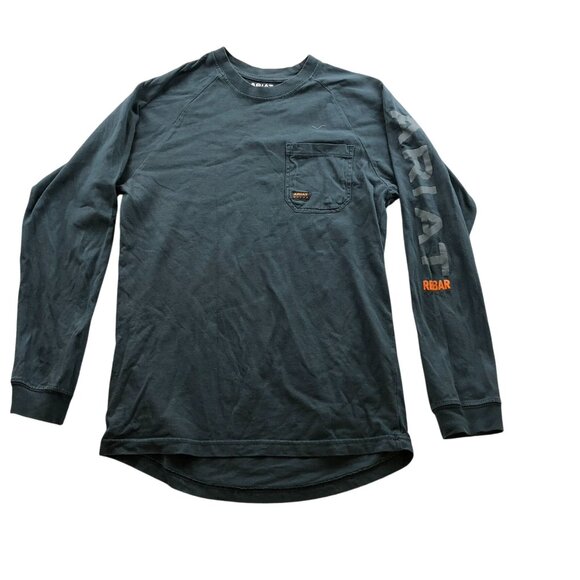 Ariat Mens T-Shirt Small Long Sleeve Pullover Graphic Tee Casual Classic Rebar - Picture 1 of 10
